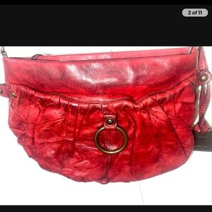Frye Mimi Leather Crossbody Clutch Antique Burnt Red